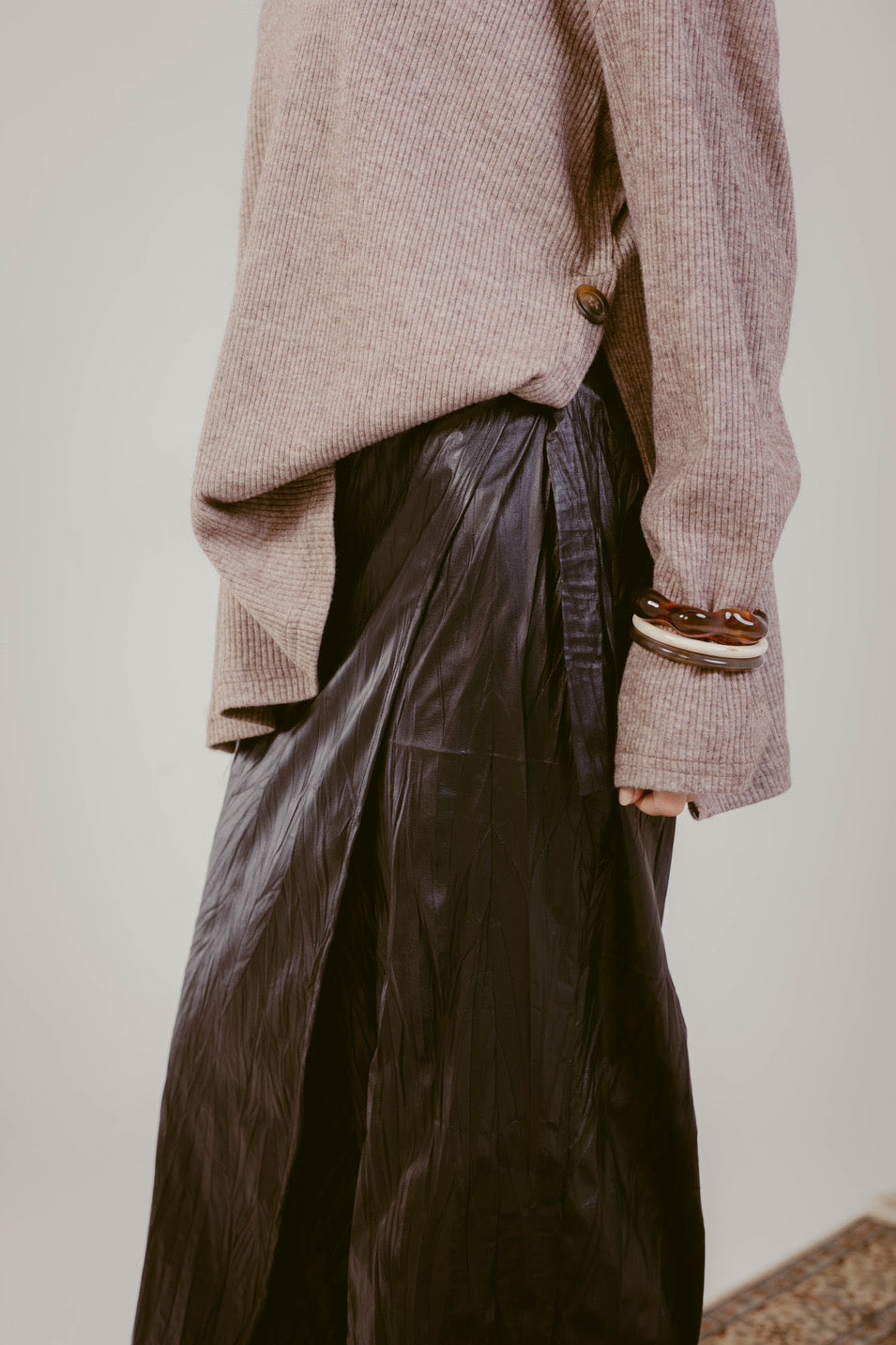 Soft Leather Wide Pants