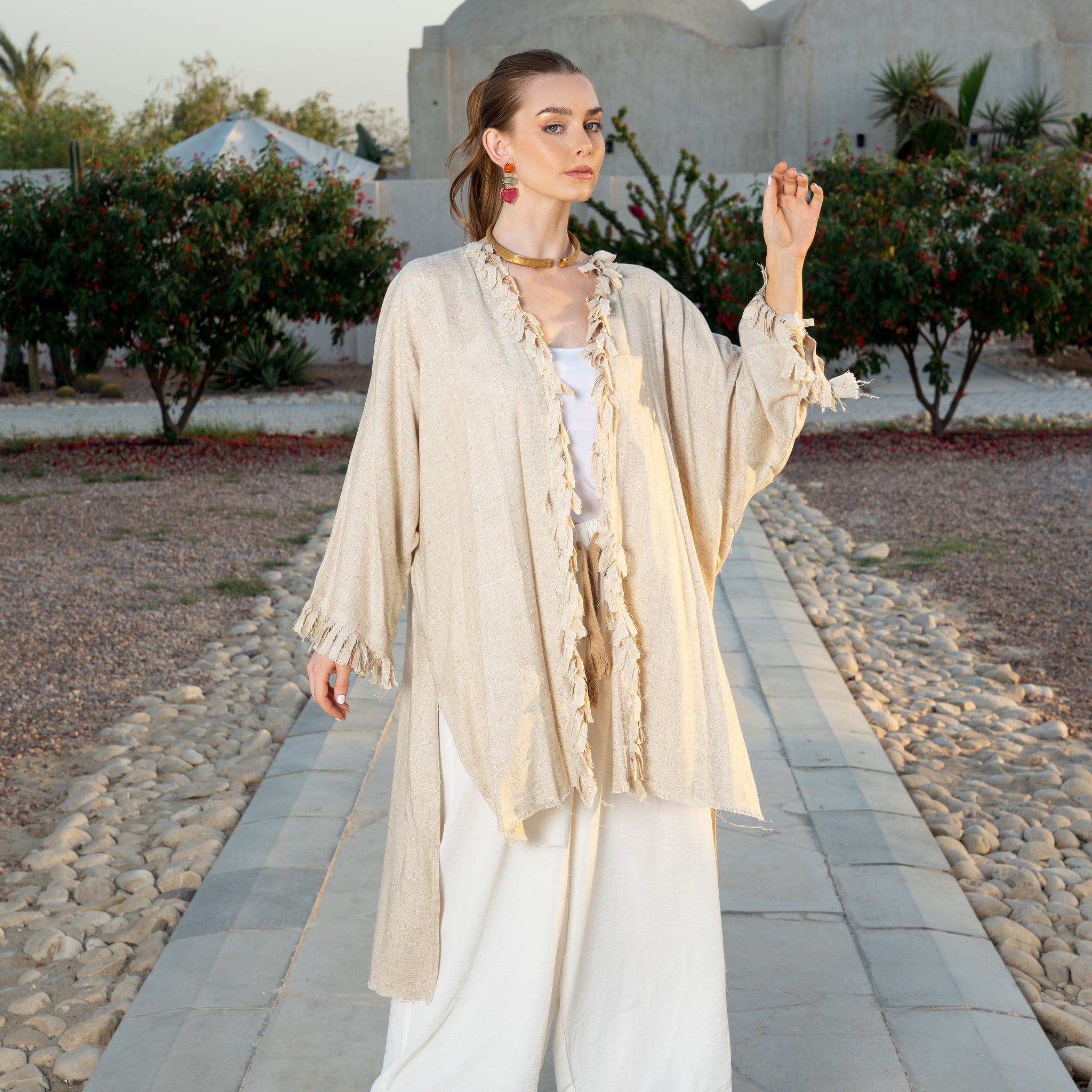 Patterned Back Kimono