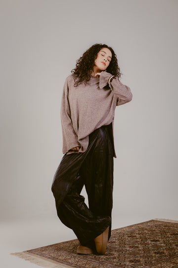 Soft Leather Wide Pants