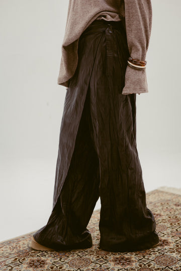 Soft leather wide pant