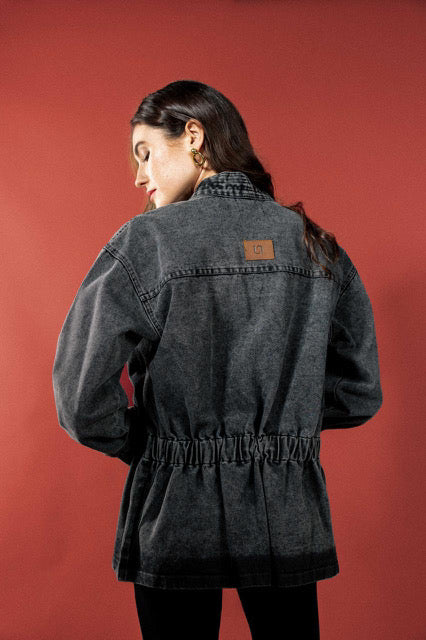 Gathered Denim Jacket