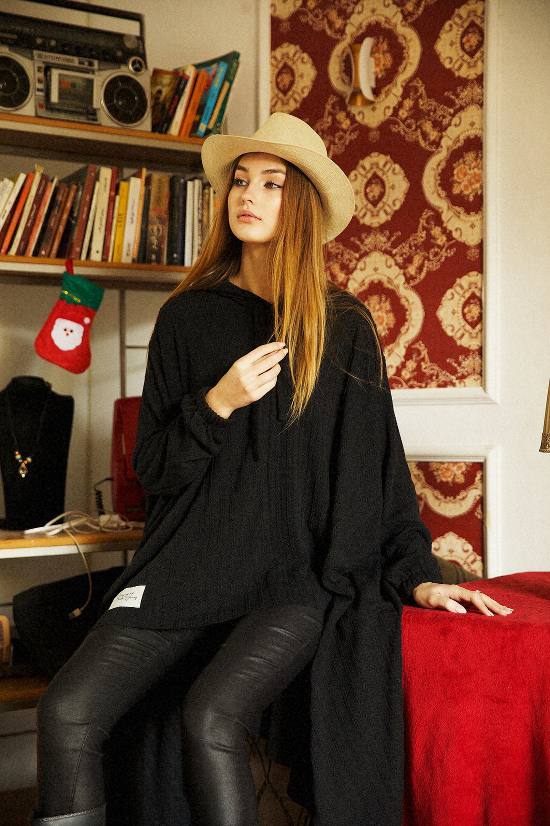 Braid High n Low Blouse - Black