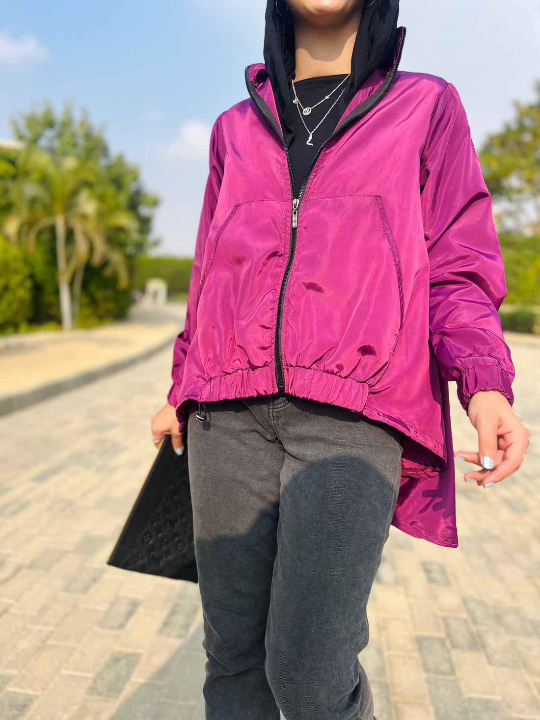 High n low waterproof jacket - Purple