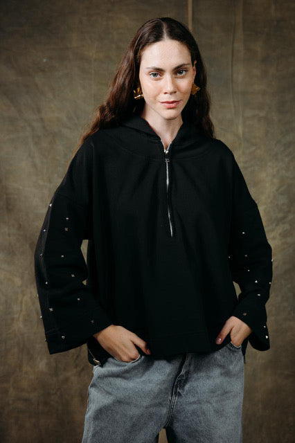 Stud Sleeve Sweatshirt
