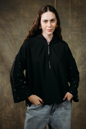 Stud Sleeve Sweatshirt