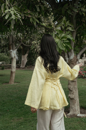 Back Tie Linen Blouse