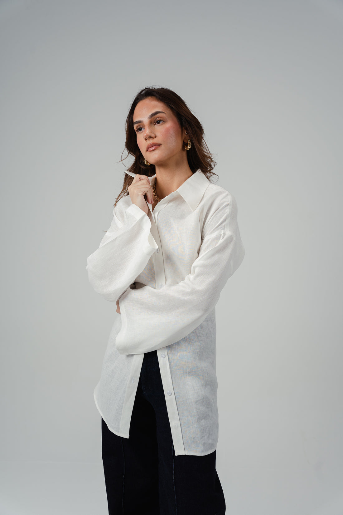 Back Tie Linen Blouse