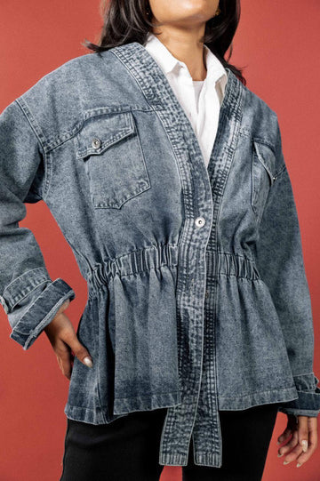 Gathered Denim Jacket