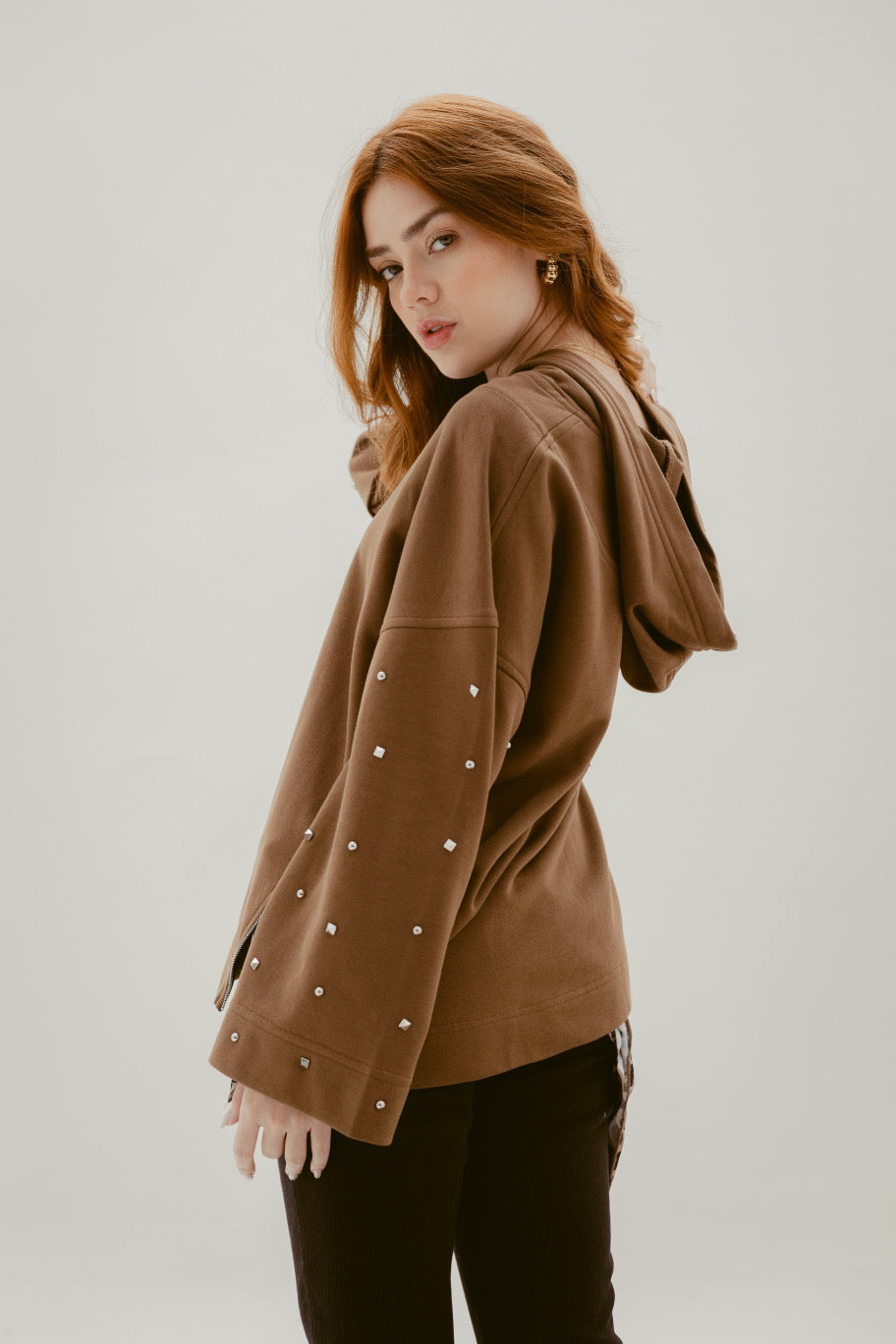 Studs Sleeve Sweetshirt