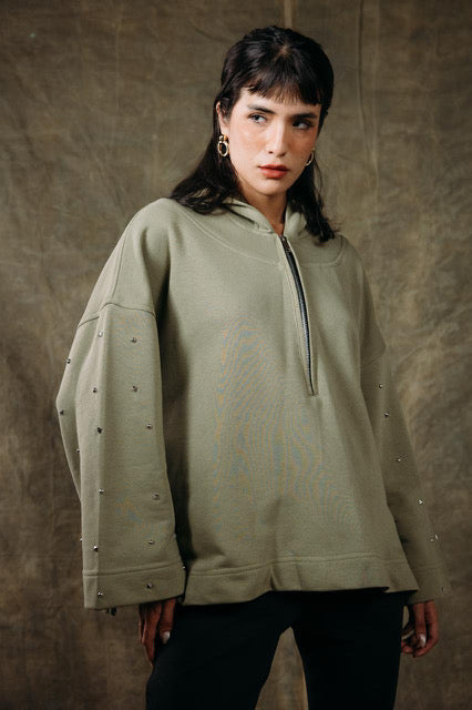 Stud Sleeve Sweetshirt