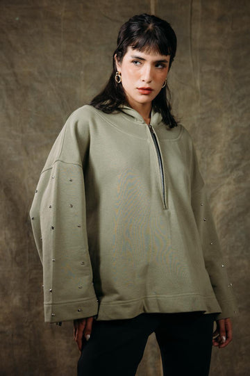 Stud Sleeve Sweetshirt