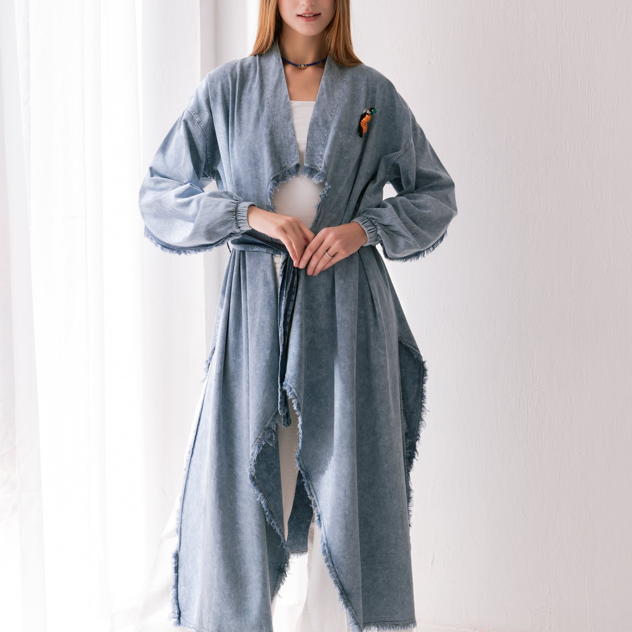 Medley Denim Kimono With Belt