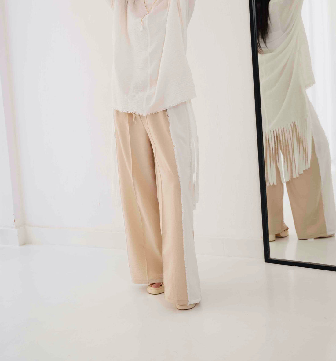 Linen Pants - Beige/Off White