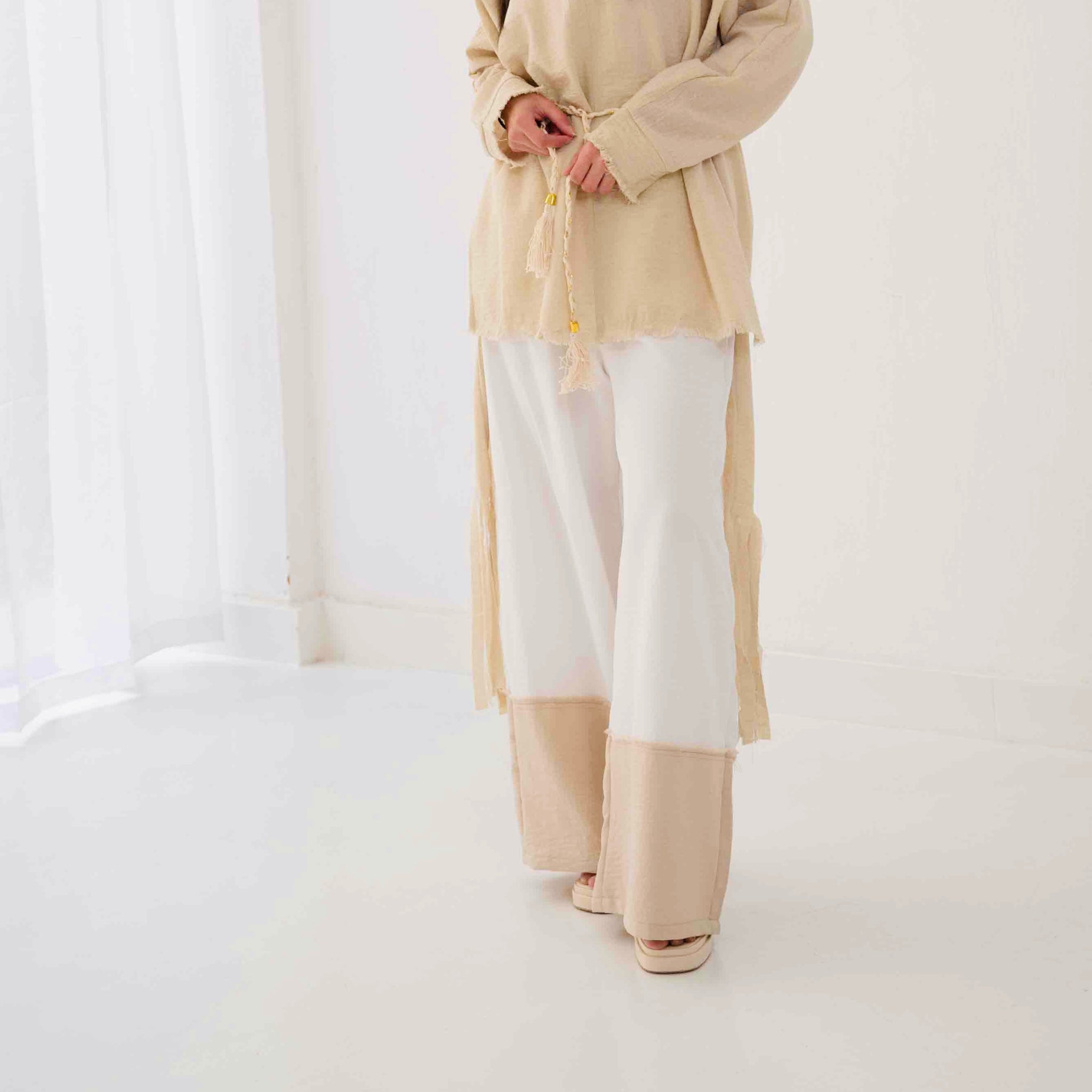 Linen Pants - White/Beige