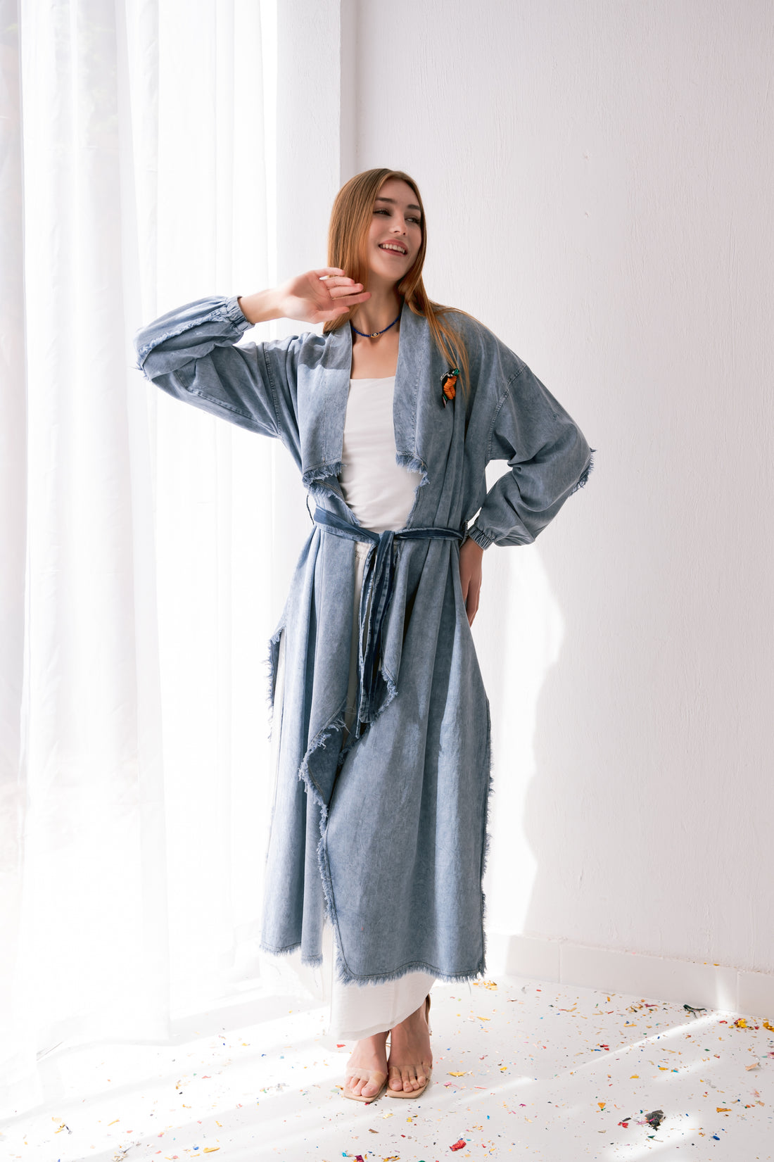 Medley Denim Kimono With Belt