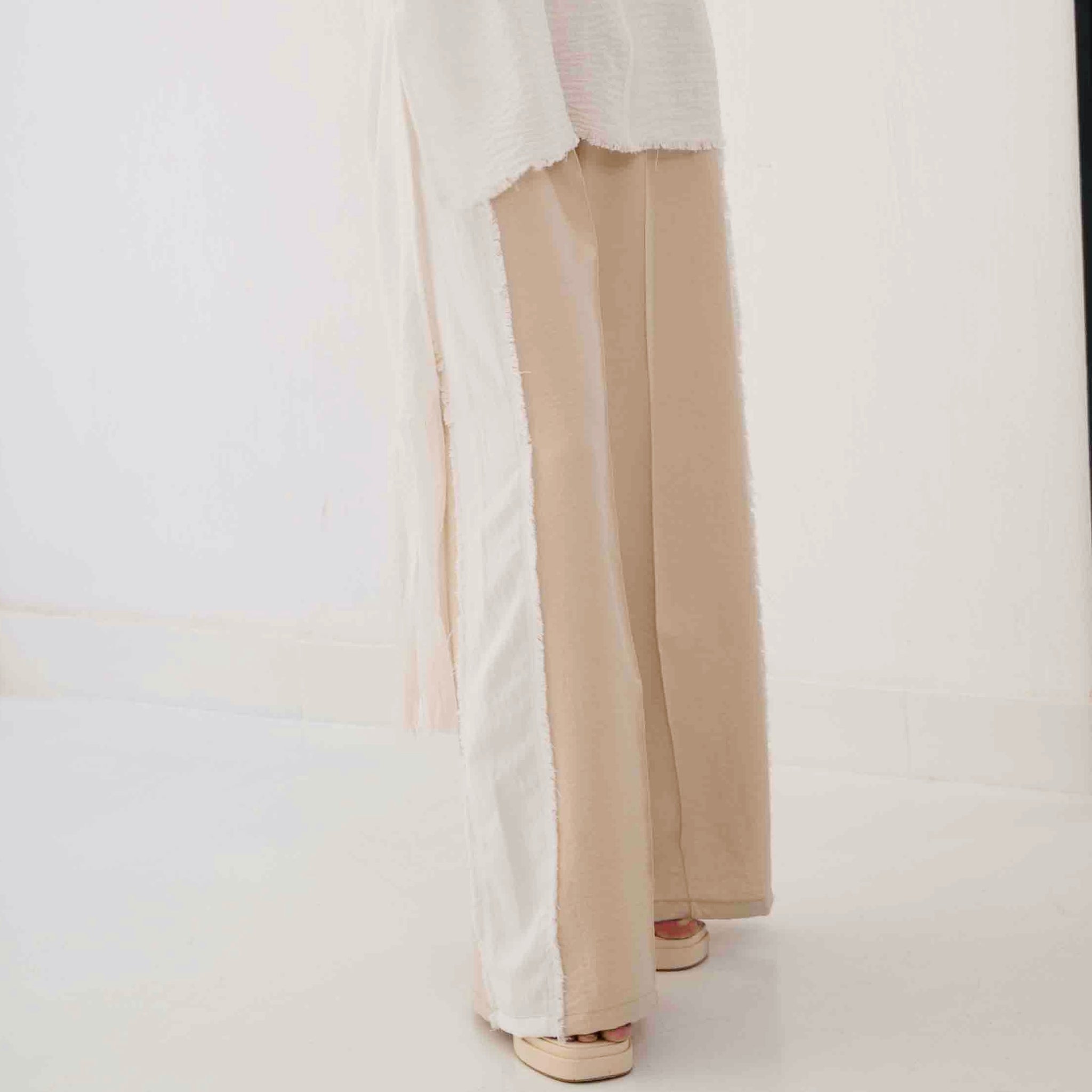 Linen Pants - Beige/Off White