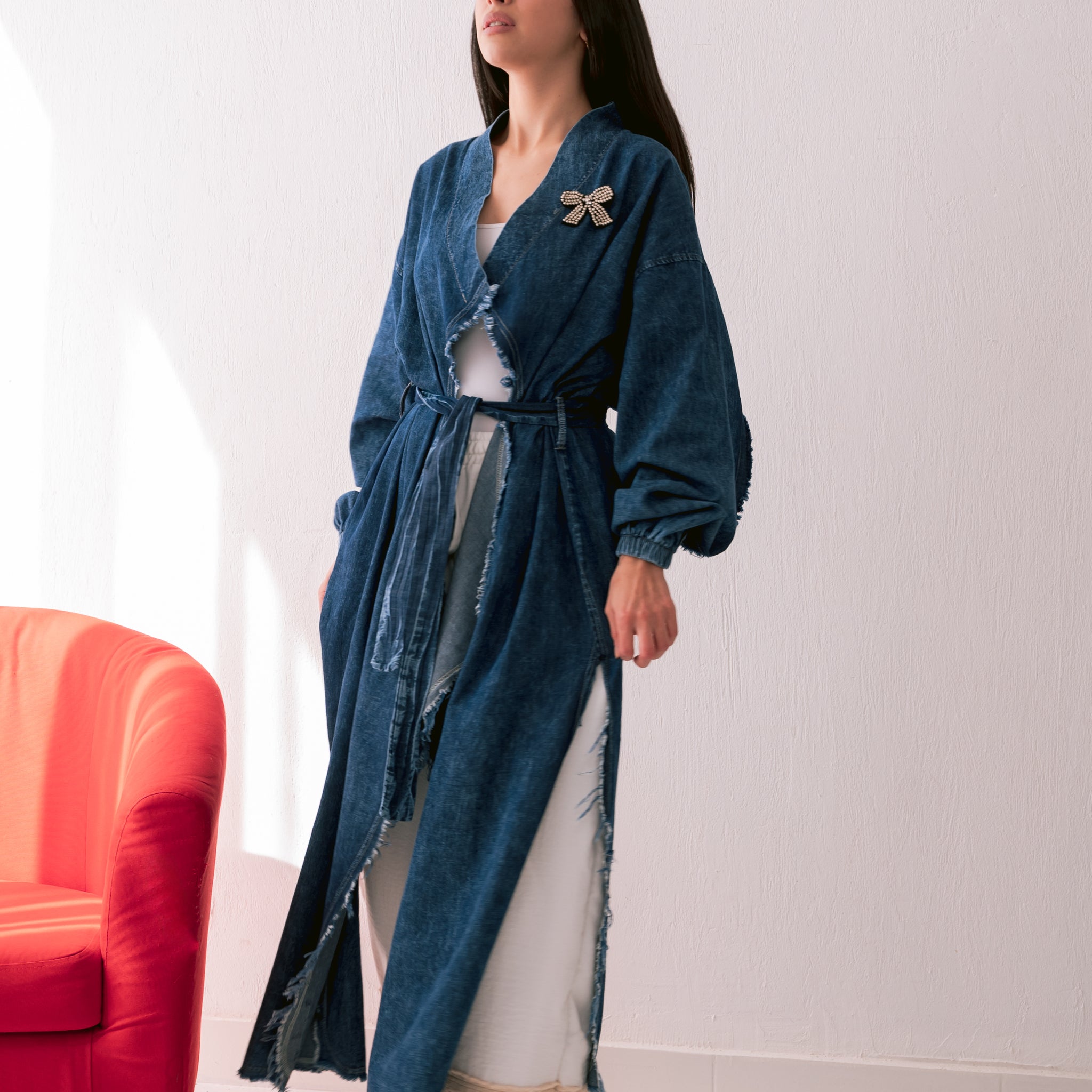 Medley Denim Kimono With Belt