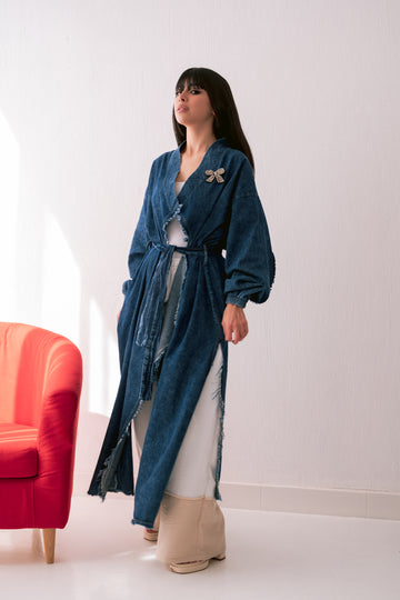 Medley Denim Kimono With Belt